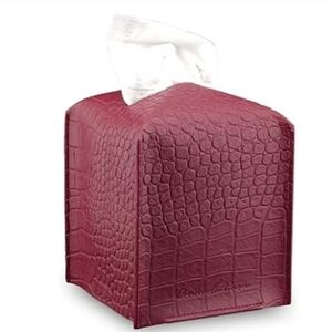 Premium PU Leather Tissue Box Holder, Cherry Red, New with Tags!